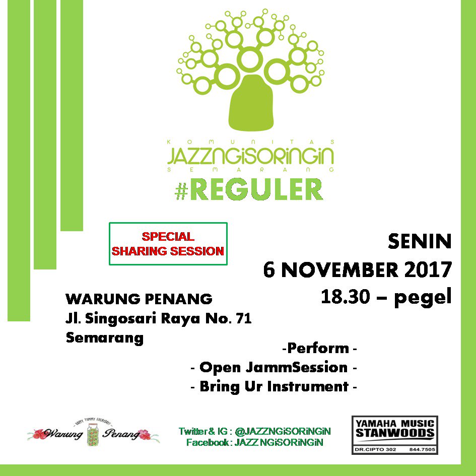 #REGULER Jamm Session | MALAM INI | 18.30 | #WarungPenang jl. Singosari Raya no. 71 | bring ur own instrument! | thx <a href="/JoharSemarang/">Pasar Johar Semarang</a>