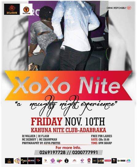 DivasGlitz's tweet photo. Up your grinding skills cos #XOXOnite will ask for more😜😜😜
Date: 10th November 2017
Venue: Kahuna Nite Club
Event by @trutalkgh https://t.co/iLLirhXVfg