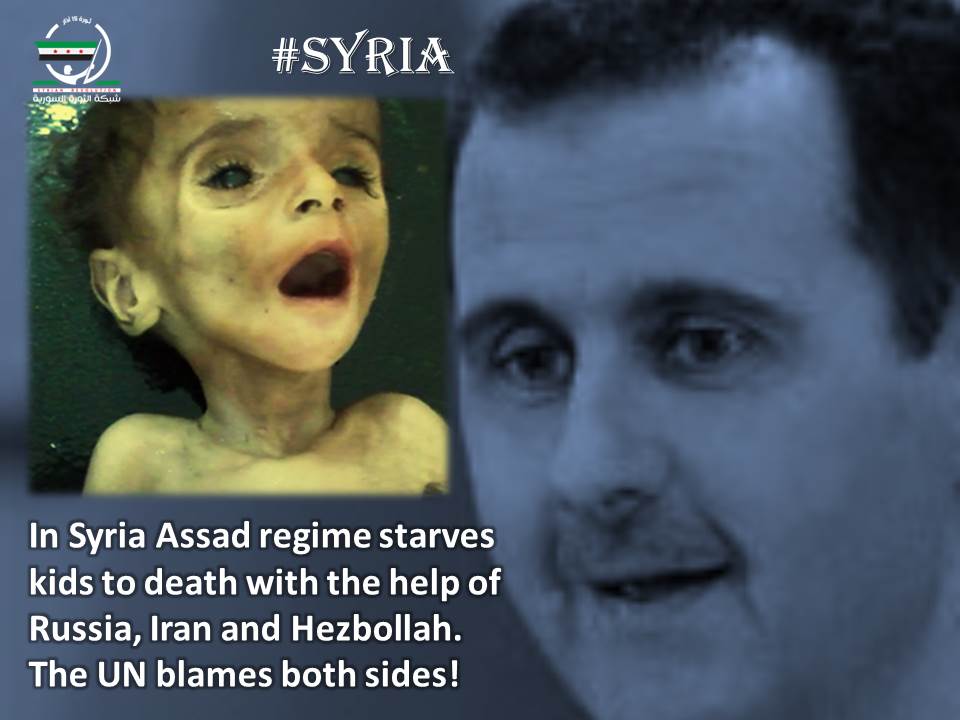 RevolutionSyria's tweet image. Cats, dogs and kids are being starved by #Assad genocidal regime &amp;amp; foreign helpers.

The @UN blames all sides. 

#Syria