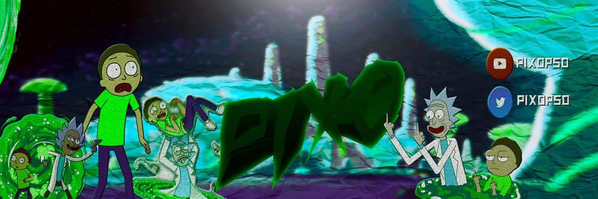PixoPSD's tweet photo. New rick and morty header for myself, defiently starting to get a feel for things again hmu 5$ for header lmk what you guys think about this https://t.co/gby7iVBTIn