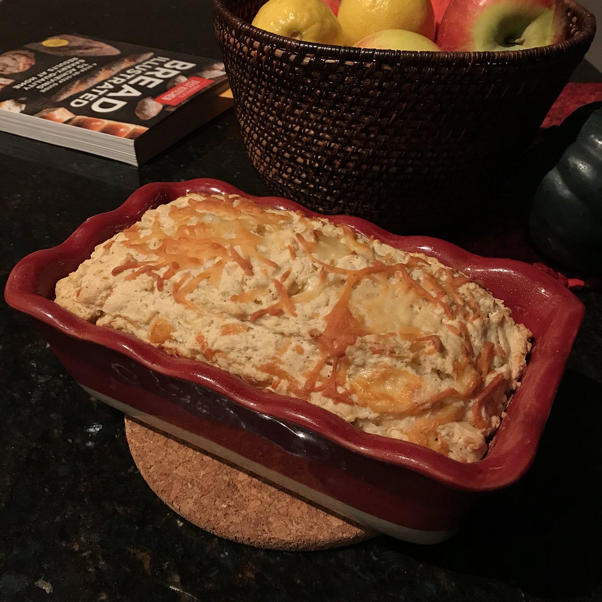 Bread #1: quick cheese bread. Easy and tasty and pretty fast [no rising]. It has cheese so.... comfort food rating through the roof.