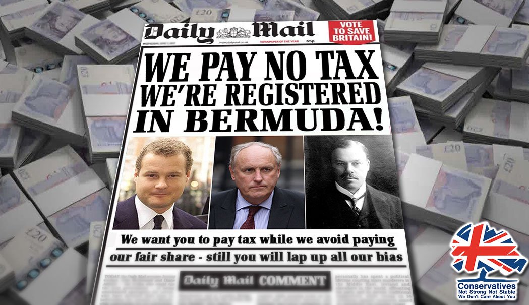 StrongerStabler's tweet photo. The Daily Mail Group is registered in Bermuda to avoid paying tax in Britain! #Unpatriotic #DitchTheDailyMail #ParadisePapers queen #r4today https://t.co/rglhpC1efS