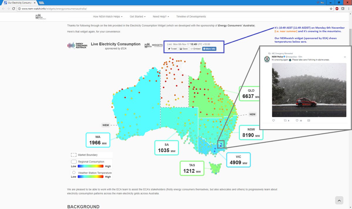 <a href="/nswpolice/">NSW Police Force</a> <a href="/ABCemergency/">abcemergency</a> The <a href="/energyvoiceau/">Energy Consumers Australia</a> <a href="/NEMWatchAU/">NEM-Watch</a> widget shows Australian temperature range from 0 to 35.