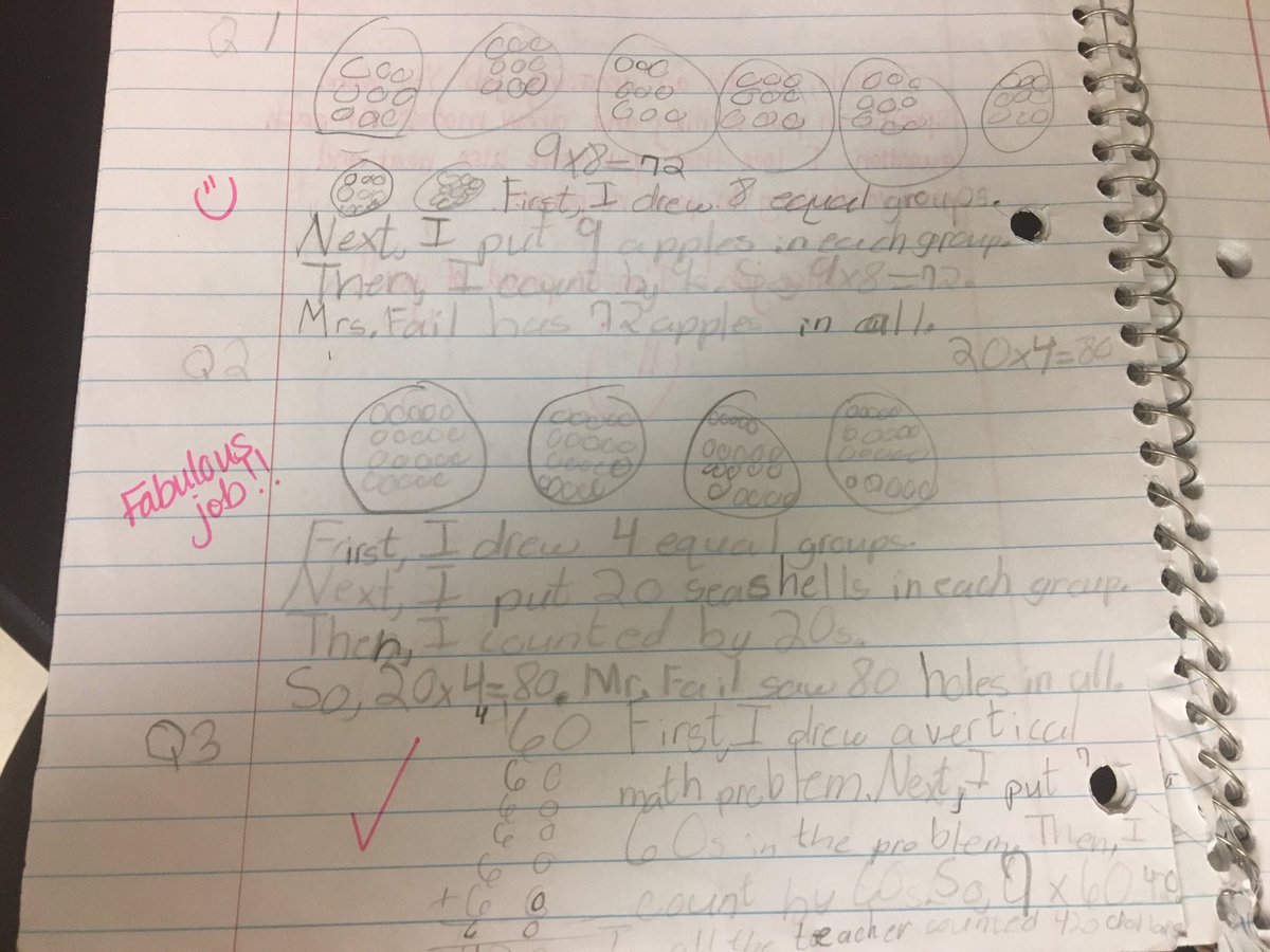 mrsfail3rd's tweet photo. Writing in math? Everyday! Look at these fabulous explanations for some word problems. #perseverance #mathwriters #thirdgraders https://t.co/iE0U3TAw9K