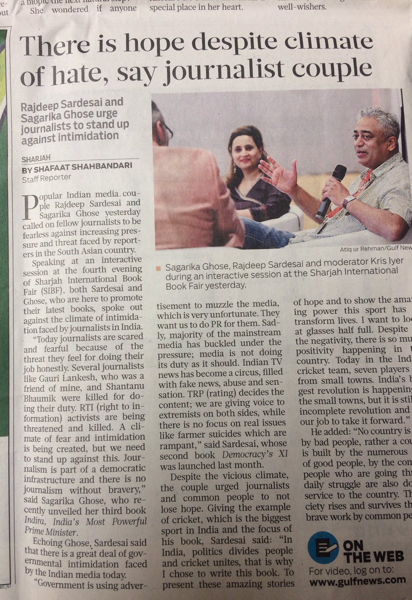 sagarikaghose's tweet photo. Great to interact with fellow journalists at #SIBF17 at Sharjah https://t.co/hWlpkUyKpd
