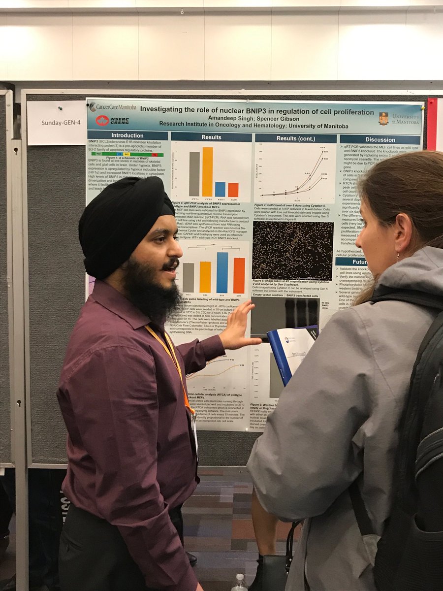nicoleinscience's tweet photo. @RIOH_Mb trainee Amandeep Singh from Gibson lab presenting his #BNIP3 poster #CCRAconf #CCRAlliance thanks to @CancerCareMBFdn travel award https://t.co/76DtkRrfT1