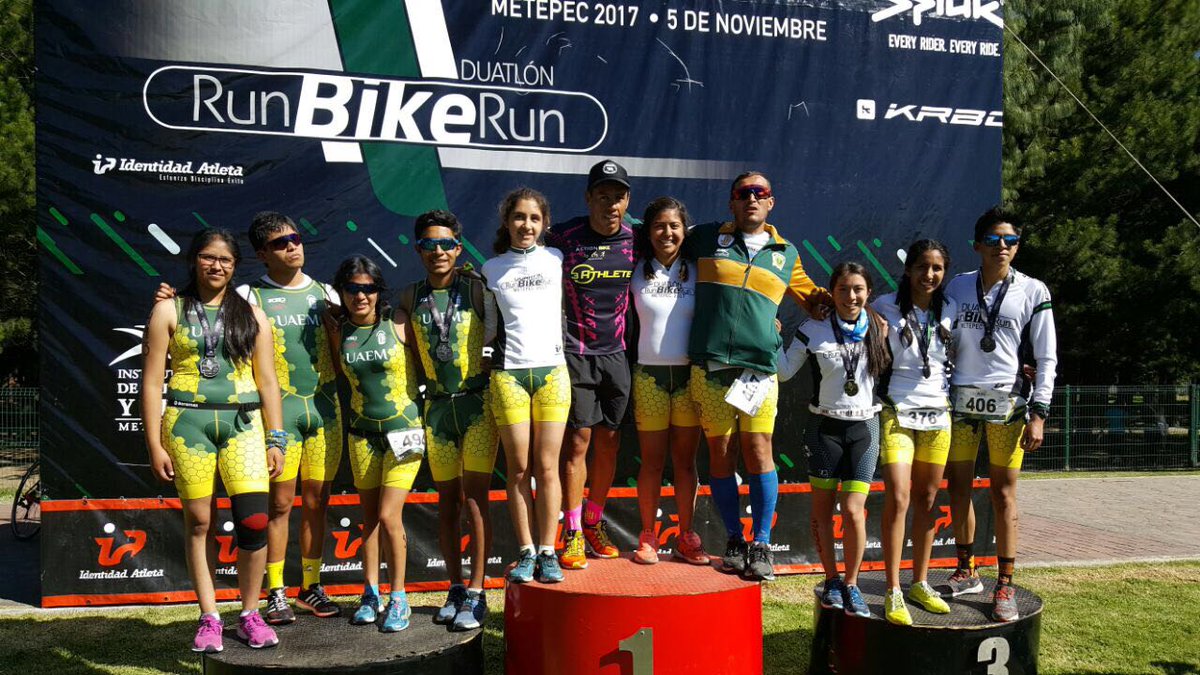 UAEM_MX's tweet photo. Enhorabuena a los alumnos de la UAEM que destacaron en el Duatlón RunBikeRun, llevado a cabo en Metepec, Estado de México. https://t.co/O09s4uuwdz