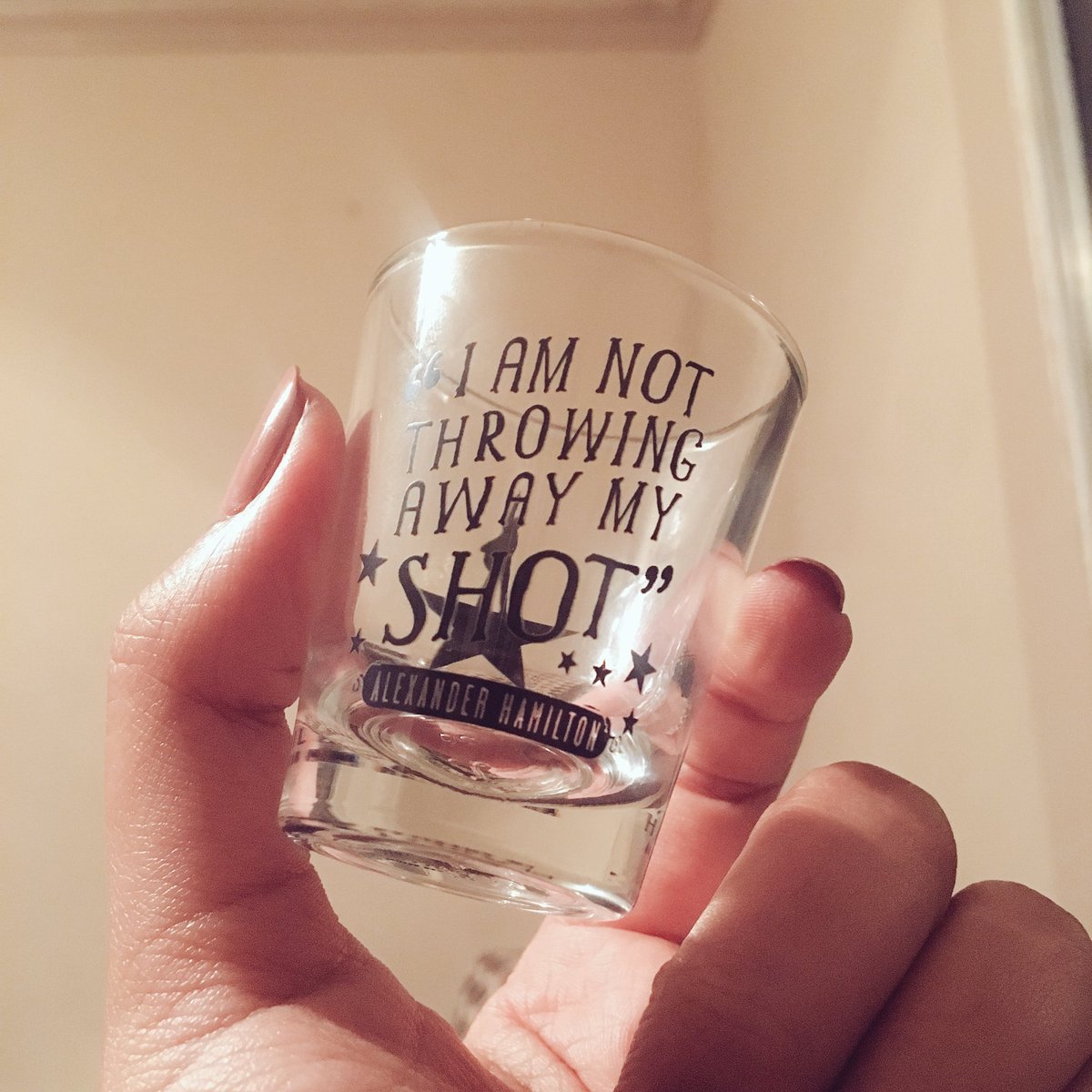 KateYoo's tweet image. me: what should i buy, the Hamilton shirt or the shot glass?
unnie: pick one you’d use more

SHOT GLASS IT IS!