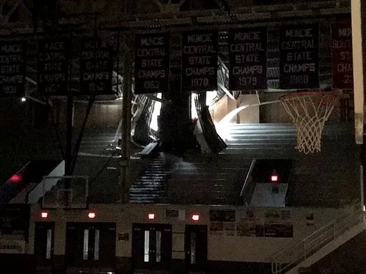 TheStarPress's tweet photo. ALSO NEW RIGHT NOW: Central athletics makes short-term plan after storm strikes historic Fieldhouse: https://t.co/hfm19SufOz https://t.co/UzybJZtzNr