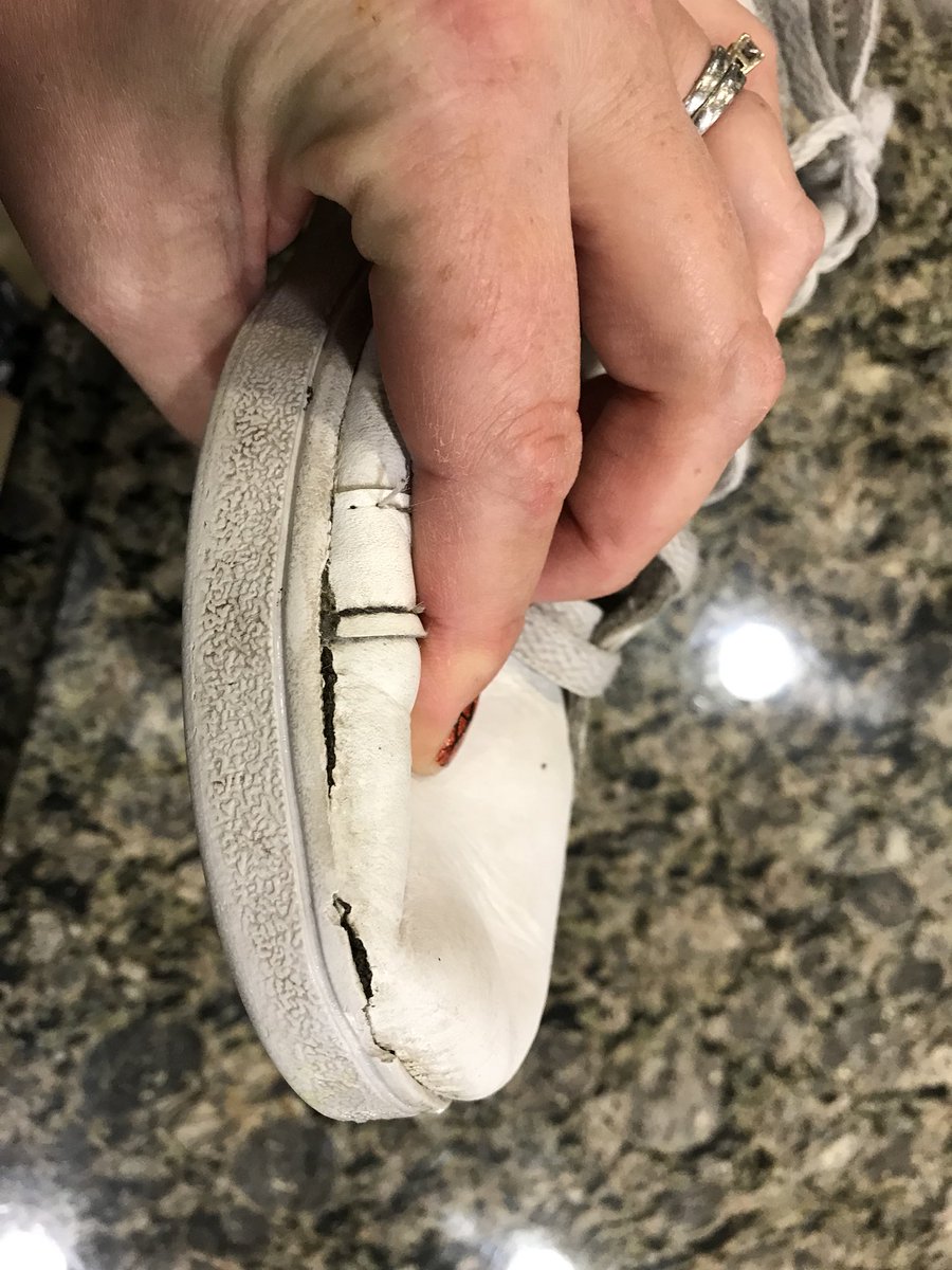 Rachel_Redhouse's tweet photo. So disappointed in our DD’s $60 @adidasUS school shoes. Only 2 months old &amp; already falling apart. @FamousFootwear won’t accept them either https://t.co/ob83kJ65JY
