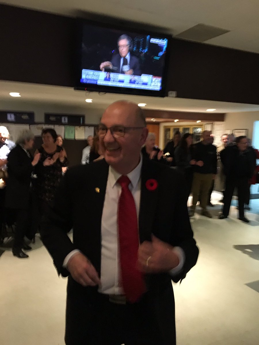 spouellet's tweet photo. Le candidat défait Denis Tassé arrive au rassemblement. https://t.co/e3JhSLCk2y