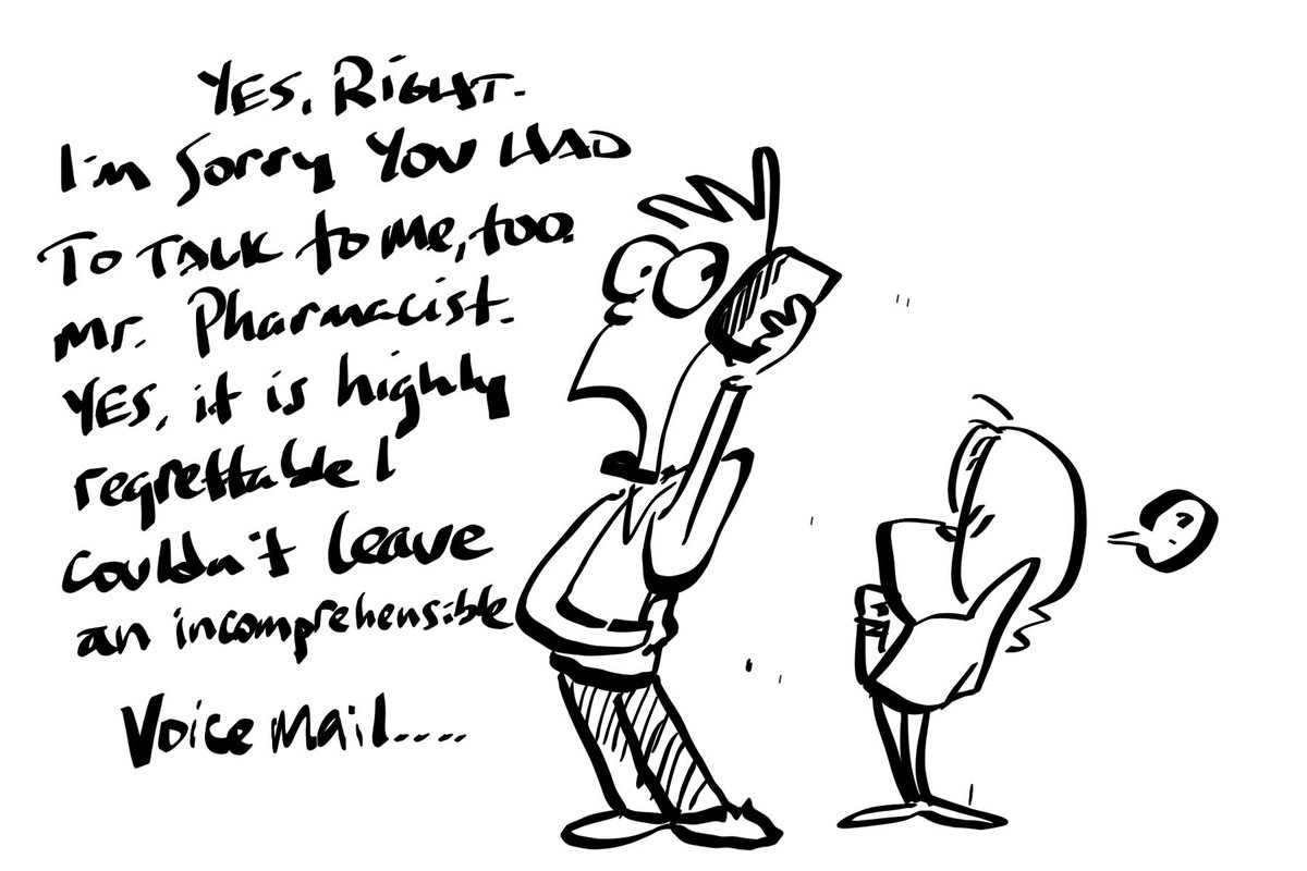 drmaypole's tweet photo. #Snafus in #21stCentury #healthcare. The joys of #phonetree hell and garbled messages. No one talks anymore. #Telephony. #graphicmedicine https://t.co/Pi5d0iw2iq