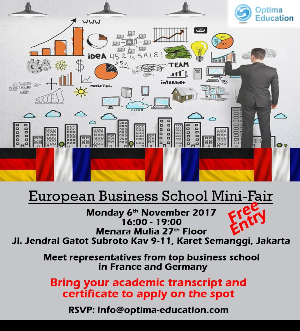 Mau kuliah di Sekolah bisnis top di Eropa, dan mendapatkan pengalaman kerja di Eropa?
More Info WA / SMS / CALL : SITI - 0822-1338-2978