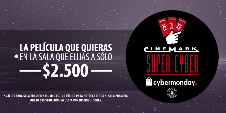 CinemarkChile's tweet photo. Tu día favorito ya llegó 😎
Asegura tus entraditas para el futuro 😎
Por aquí => https://t.co/GfYGy1wCb6 🎟
#CyberMondayCL 👏 https://t.co/3SXkNFApMM