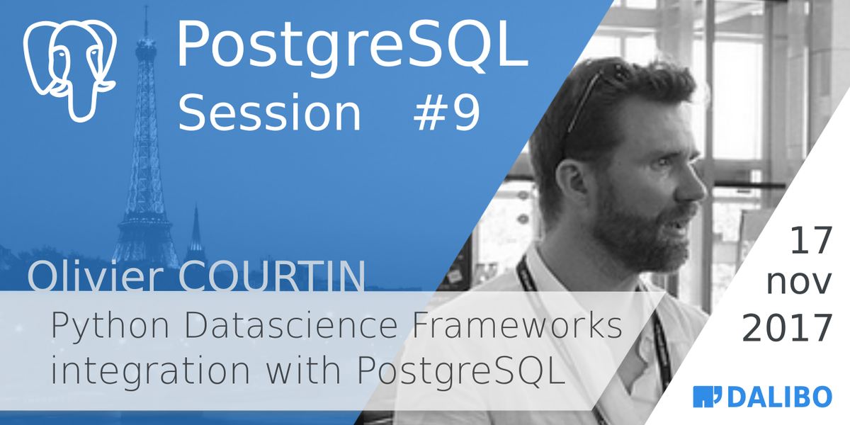 dalibo's tweet photo. La première conférence de notre #PGSession9 sera donnée par @o_courtin de @data_pink https://t.co/eSYm6BO7Y6