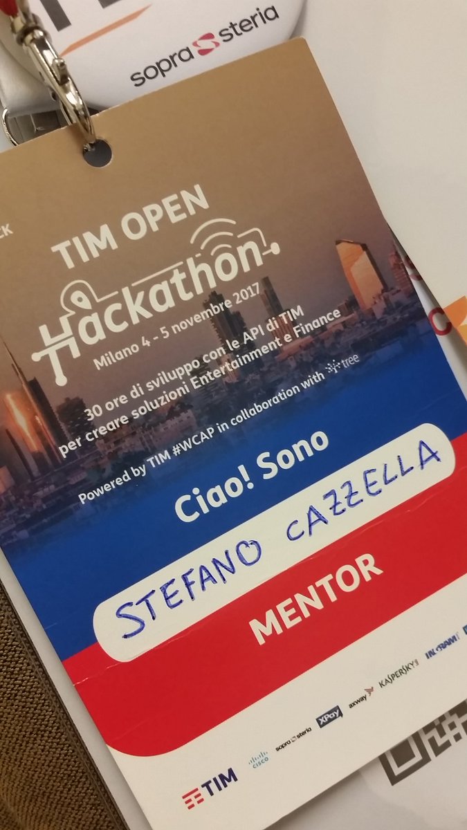 StefanoCazzella's tweet photo. Grande esperienza fare il mentor a #TIMOPENHACK per @SoprasteriaIT
Tante API, ottima organizzazione @timwcap e l'entusiasmo coinvolgente di 11 team di startuppers https://t.co/9sccCrqADI
