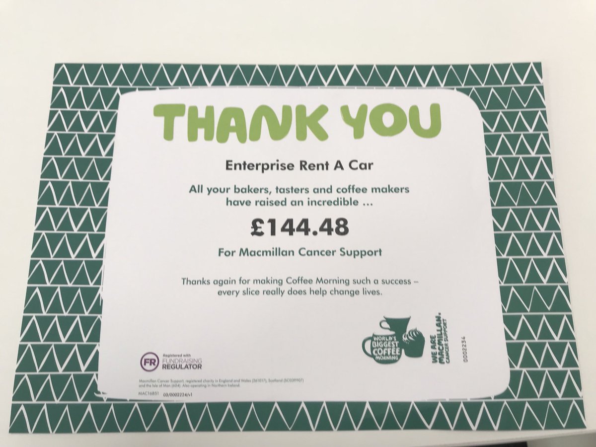 U399 raised £144.48 in their Macmillan Coffee Morning on the 29th September #U3Elite