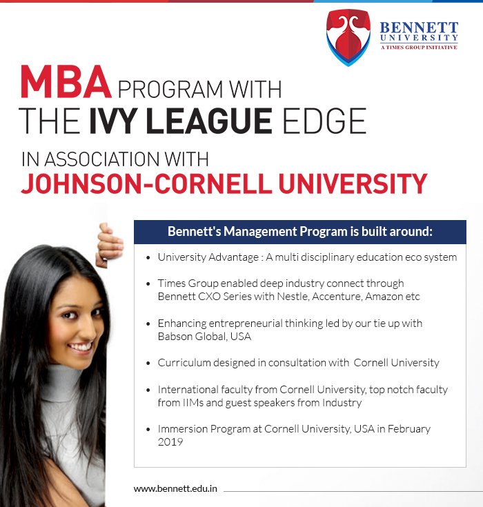 bennettuniv's tweet photo. #BennettMBA program with the #IvyLeague Edge in association with Johnson Cornell University. Know more at https://t.co/fmFebEYKCJ. https://t.co/LEKegqVcv4