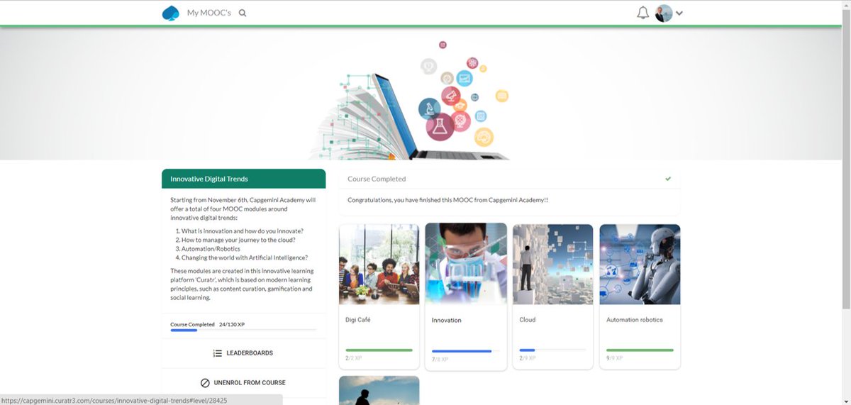 Vanmorgen zijn we gestart met bijna 1700 dln in de #MOOC Innovative #digitaltrends <a href="/Capgemini/">Capgemini</a>  Inschrijven? bit.ly/2xdVB5w