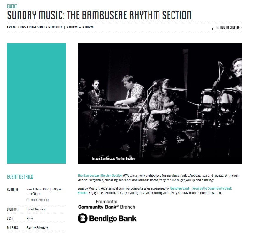 COMING UP: This Sunday 12th November - we are taking over <a href="/FreoArtsCentre/">FremantleArtsCentre</a> 2pm - 4pm
fac.org.au/whats-on/post/…
The weather is gonna be perfect