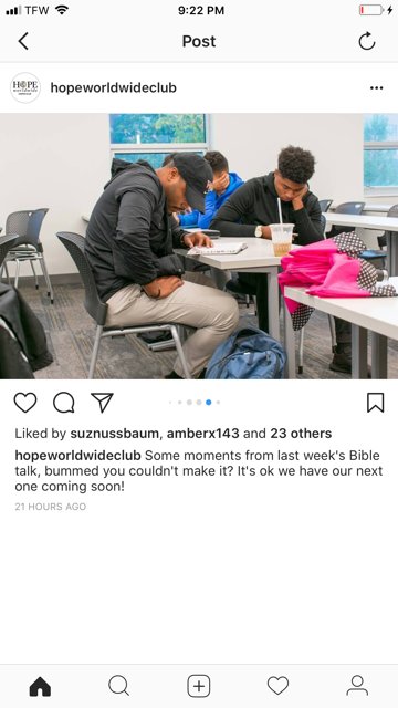 CharlesDelval10's tweet photo. Club on Campus called Hope World Wide . Meets Tuesdays 1pm. It talks about Jesus &amp; how he cared for others. Inspiring   #TXC17 #yoo17 https://t.co/7Dp81QG7fp