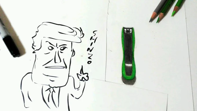 日本名で言えば花札大統領orかるた大統領?爪切りも描いたよ 。本人まで届け#色鉛筆絵を流して色鉛筆民を増やそう #イラスト好きな人と繋がりたい 好き#本人まで届け 