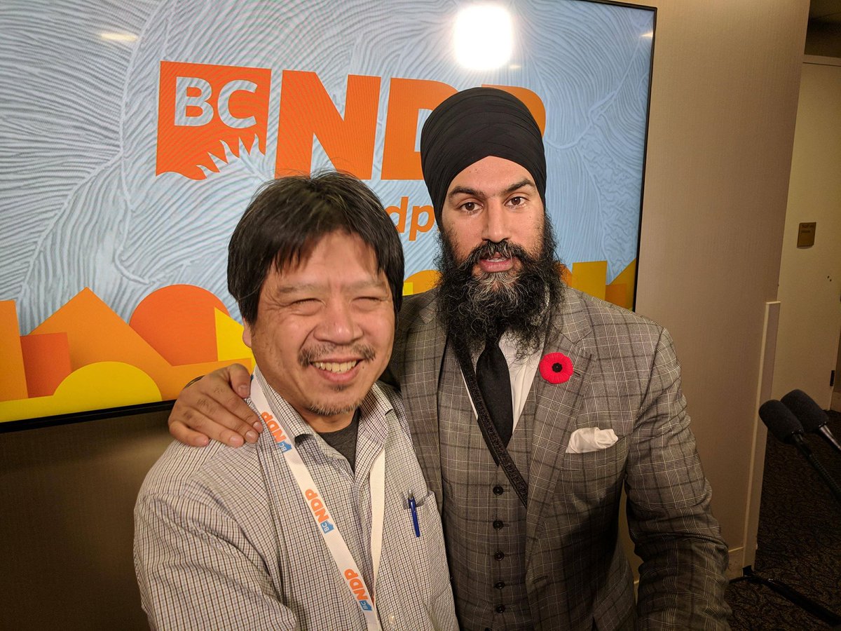 cupe1004st's tweet photo. Hanging with Jagmeet Singh - Federal NDP Leader at the BC NDP Convention in Victoria, BC https://t.co/pTAI9bFTP8
