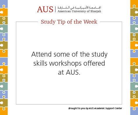 AUSharjah's tweet photo. #StudyTipoftheWeek from the #American #University of #Sharjah #Academic #Support #Center. #AUS_CEN https://t.co/QMTnrH3YIq