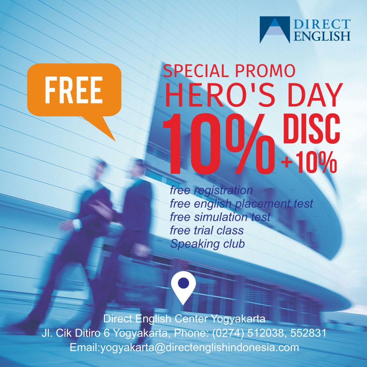 DirectEnglishYK's tweet photo. Be sure to grab your chance for this month's promo (Heroes' Day) https://t.co/ycXFVQ96V4