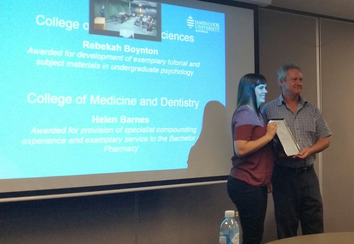 The fabulous <a href="/BekBoynton/">Bek Boynton</a> accepting her teaching award #proudsupervisor