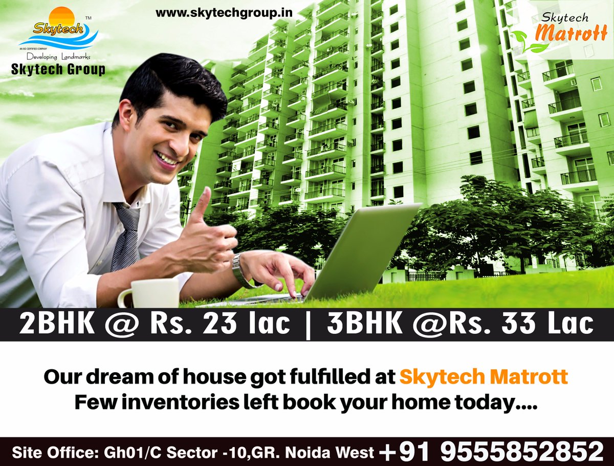 Skytechproperty's tweet photo. Our dream of house got fulfilled at #Skytech #Matrott
Few inventories left book your home today....
#2BHK .@Rs.23 Lac #3BHK @ Rs.33 Lac https://t.co/h0cjUedVPS