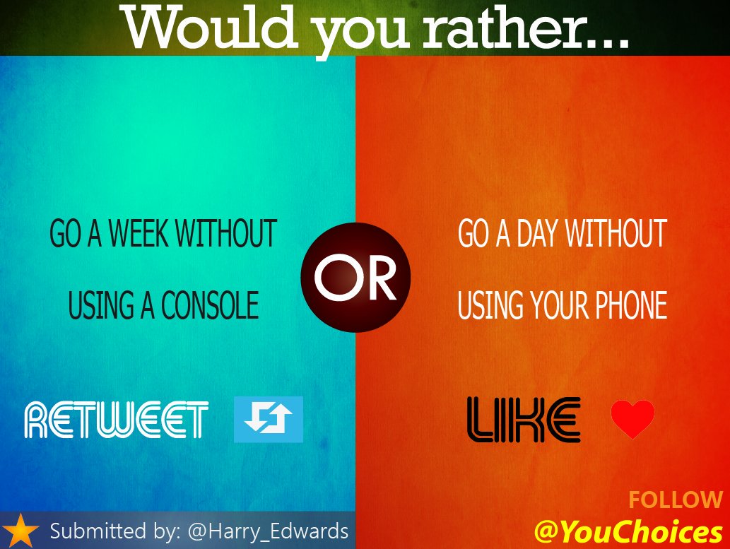 YouChoices's tweet photo. Console or phone? https://t.co/Ih2cmEwtmo