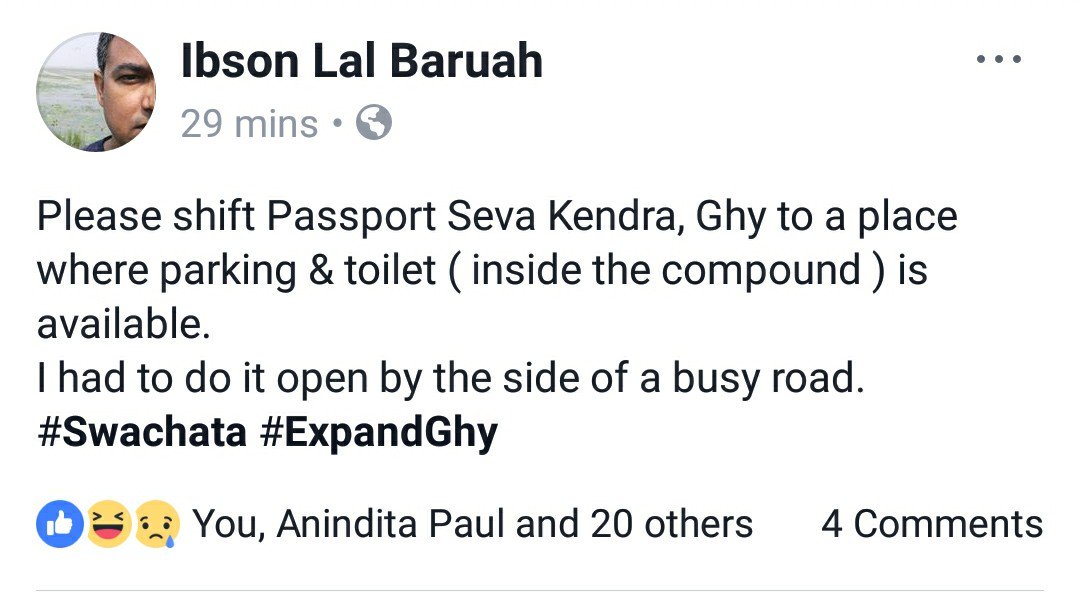 baruahnj's tweet photo. FB post from a socially aware good friend. Says it all @SushmaSwaraj madam
@MEAIndia
#Guwahati
#MyCleanAssam
#MyCleanIndia
#SwachtaAbhiyan https://t.co/0ZZIGk77qx