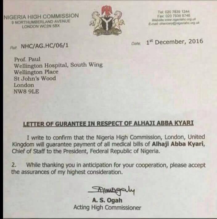 Elombah.com is in possession of a document which exposed an official lie by Buhari-led FG on funding of medical bill of Chief of Staff, Abba Kyari.