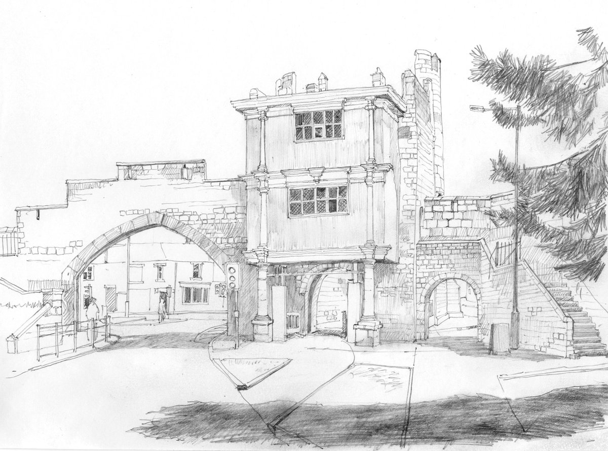 allantadams's tweet photo. A gate with a barbican. #WalmgateBar #York @yorkwalls  #drawing #art https://t.co/TDfSkptZnW