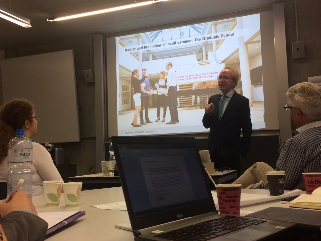 PRMESecretariat's tweet photo. I like the dreams about he future better than the history of the past - inspiring talk by Sascha Spoun President @leuphana at #PRMEDACH. https://t.co/KHjYTIimQy