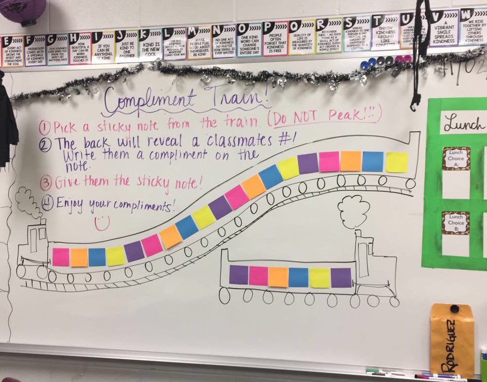 teacher2teacher's tweet photo. All aboard! T @Ms_Rodriguez_NB starts the day with compliments. Shout out a colleague here &amp; keep the train going! https://t.co/YT6Nh0och1 https://t.co/2P71N09VZt