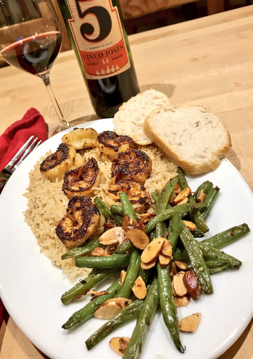 DavidWoolpy's tweet photo. Cajun Shrimp-n-Rice, Green Bean Almondine, 5 Joses, #blogmylunch #RecipeOfTheDay https://t.co/4DTu79t0I5