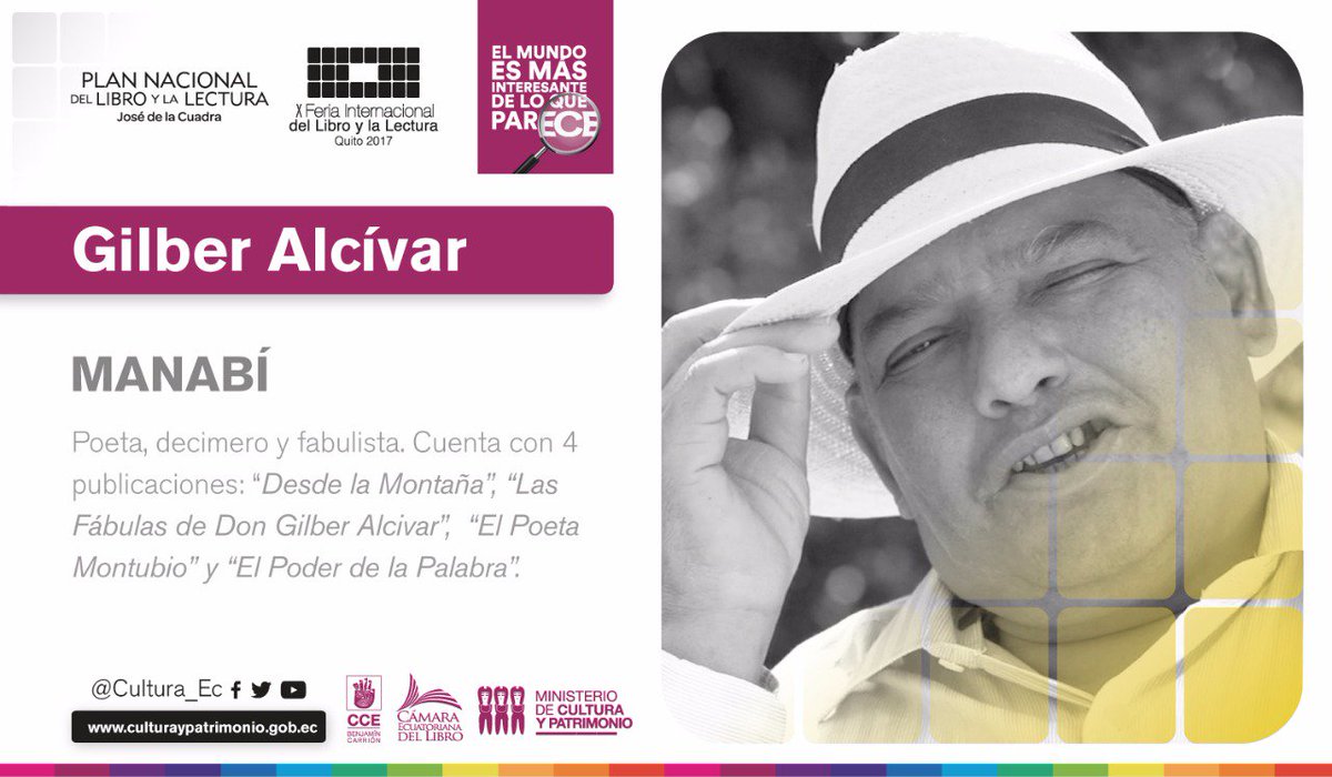 Cultura_Ec's tweet photo. #Manabí es la provincia invitada de honor en la #FILLQuito y sus escritores serán protagonistas en esta gran fiesta de la cultura. https://t.co/TnDtjzpSuX