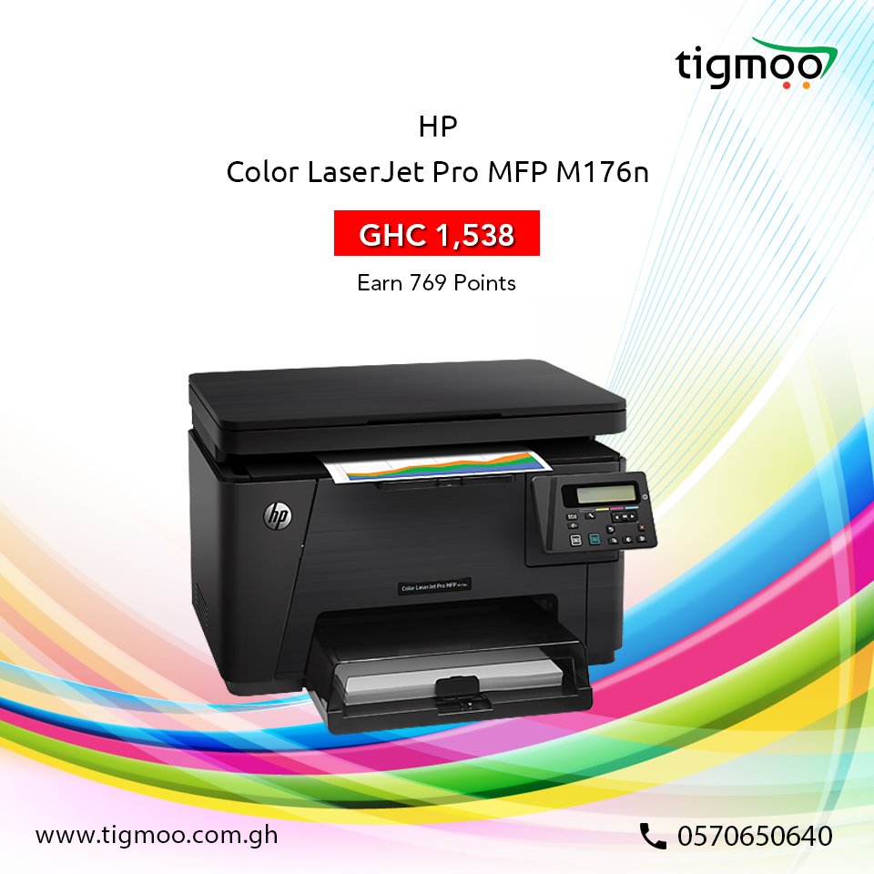 tigmooghana's tweet photo. Buy #HP #ColorLaserJet Pro MFP M176n Multifunction Colour Printer online;
Order now:https://t.co/APD6HA4MNh
#HPColorPrinter, #ComputingItems https://t.co/HeOmHjQlxe