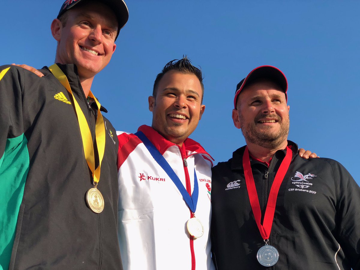 GBShooting's tweet image. TRAP GOLD for England&apos;s Aaron Heading at the Commonwealth Games Test Event in Australia. Also pictured is Wales&apos; Mike Wixey who won SILVER!