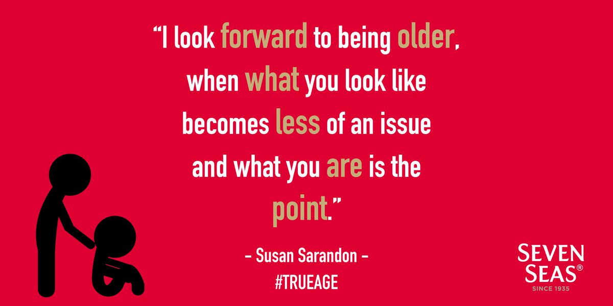 SevenSeaslife's tweet photo. 'I look forward to being older, when what you look like becomes less of an issue and what you are is the point' Susan Sarandon #TRUEAGE https://t.co/Npq2gO4k7a