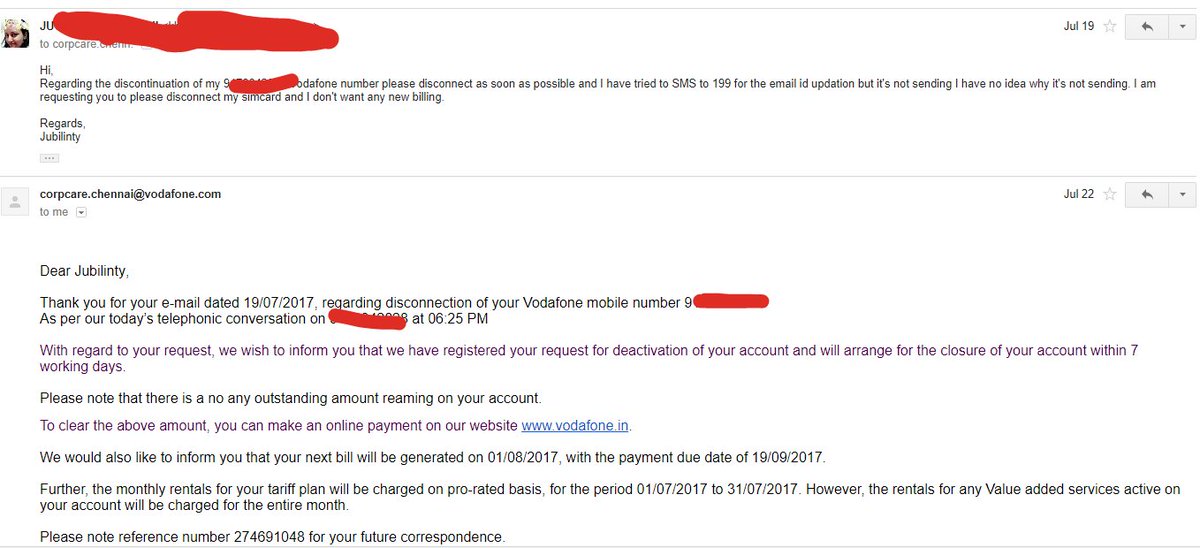 ThatHungryBloke's tweet photo. My friend applied to disconnect her postpaid @VodafoneIN sim. The same was confirmed but 3 months later she got a bill of ₹4242.71. How?? https://t.co/nC2JBFwgVc
