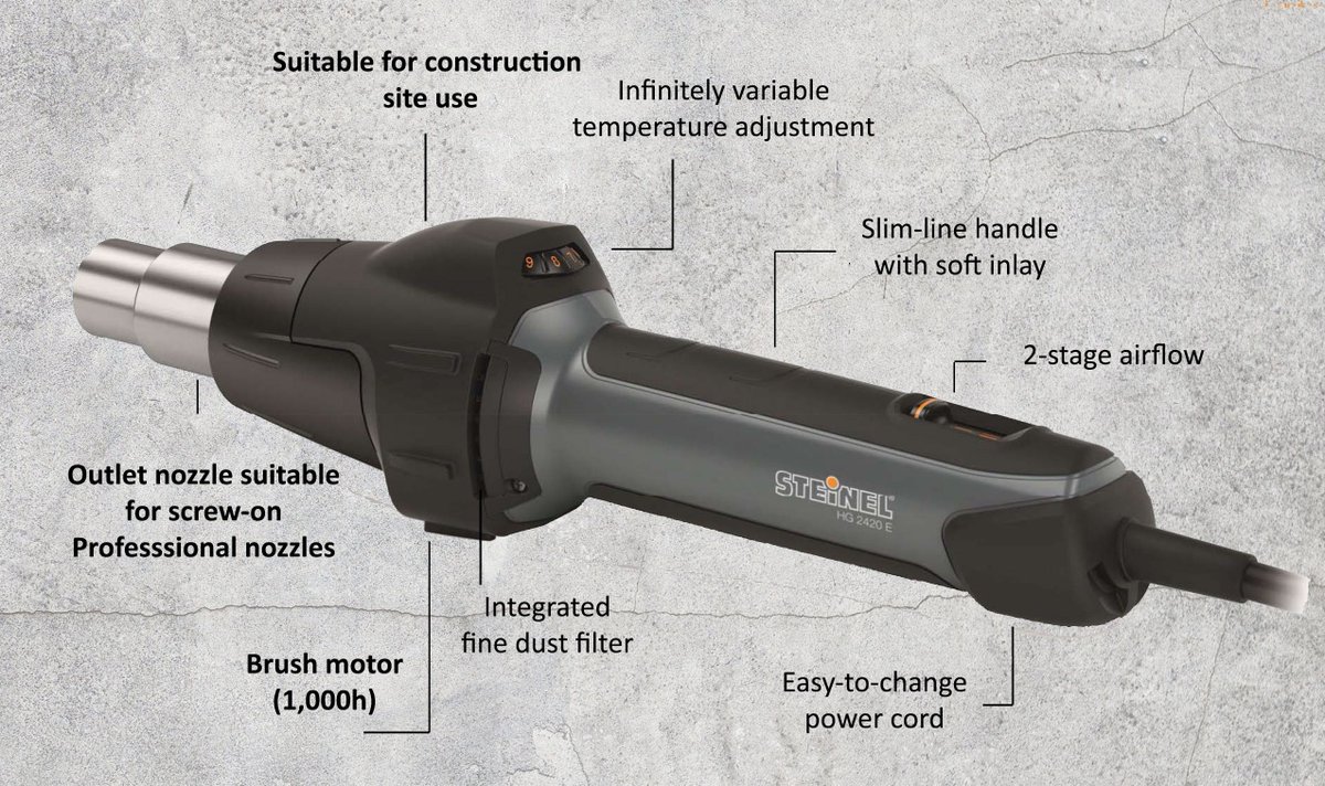 NOW IN STOCK: #STEINEL hot air gun for roofing membranes. Lightweight. Tireless. bit.ly/2ziLU6q #construction #roofing #laydex