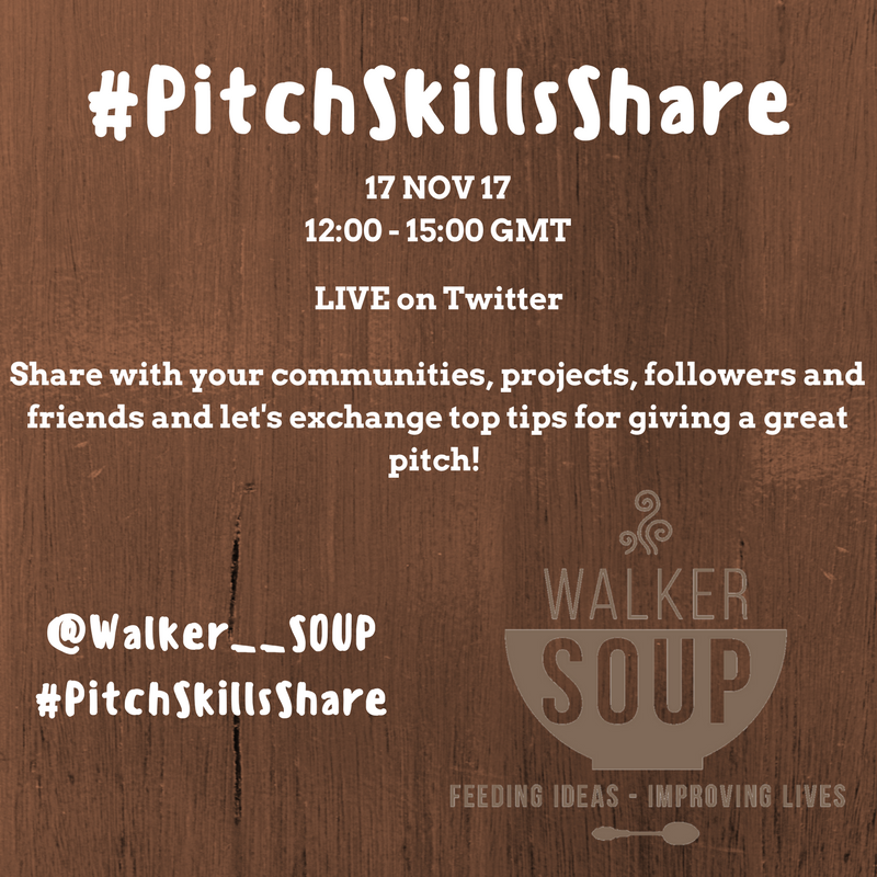 Walker__SOUP's tweet photo. Follow our #PitchSkillsShare LIVE on 17 Nov! @soupglobal @DetroitSOUP @edinburghsoup @preston_soup @AccraSOUP @belfastsoupni @SoupBristol RT https://t.co/1OlclhSike