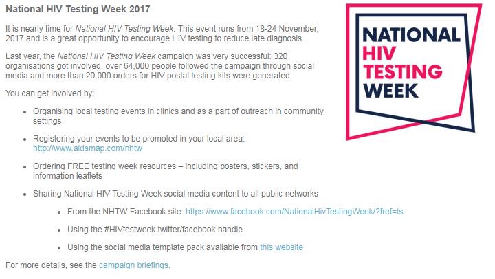 BritishHIVAssoc's tweet image. Get ready for national #HIVTestWeek : 18th-24th November
#ImTesting
More info and advice on getting involved: 
bhiva.org/National-HIV-T…