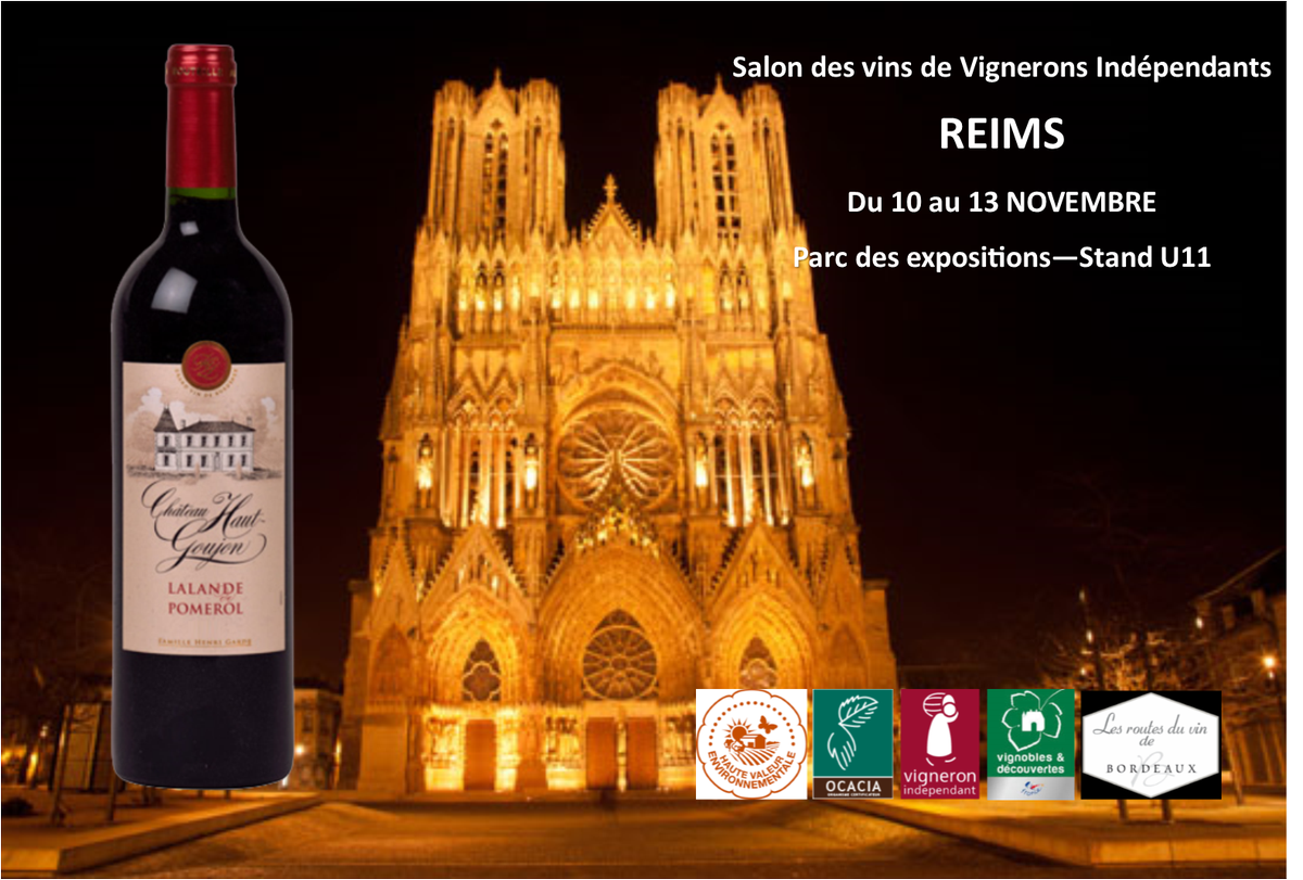 Salon des Vignerons Indépendants de #Reims du 10au 13 nov. Stand U11.
#GrandsVinsdeBordeaux