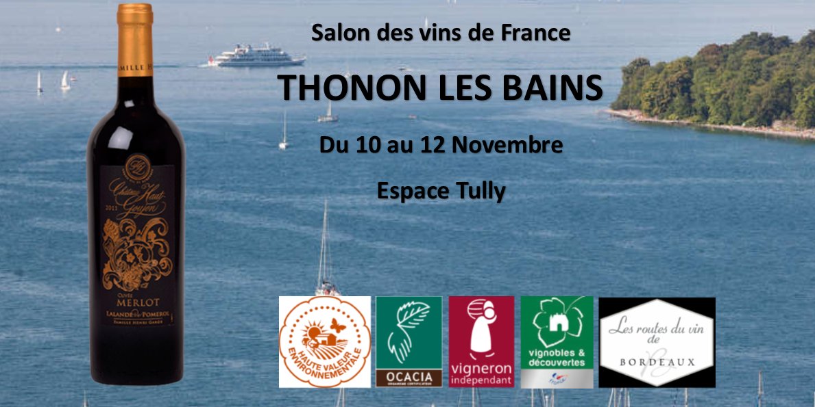 Vincent Garde sera à Thonon pour le Salon des Vins de France. Venez déguster nos vins et choisir vos cadeaux de Noël