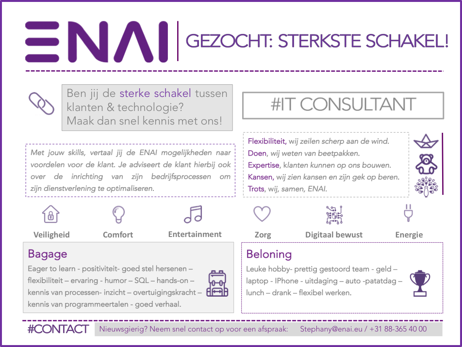 "Een liefhebber van uitdagingen en op zoek naar een nieuwe fulltime hobby?Ontdek <a href="/enai_systems/">ENAI</a>! ”#vacature #ENAI #uitdaging #sterksteschakel