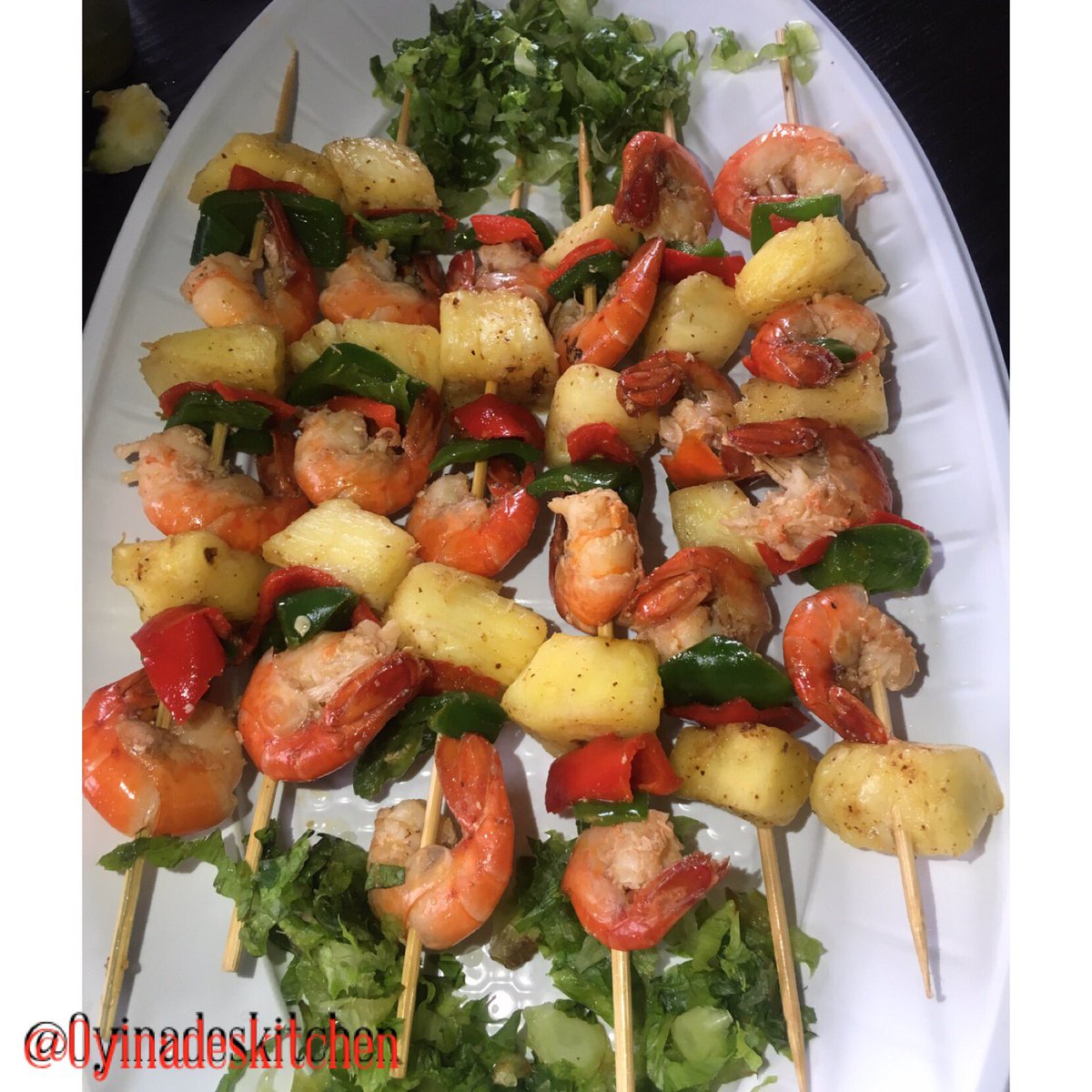 Oyinhdah's tweet photo. Prawn and pineapple kebab straight from our kitchen @OyinadesKitchen https://t.co/xdUUjsdBOs